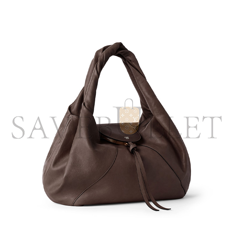 F**di spy dark brown leather bag 8br839ayctf0l1b (48*22*20cm)